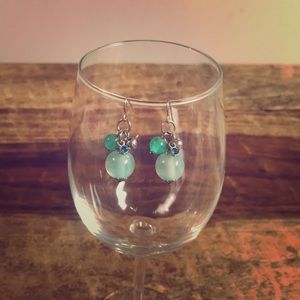 SHADES OF BLUE HANGING BALL EARRINGS